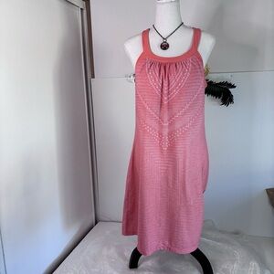 Prana Quinn Dress Salmon & White Womens Large